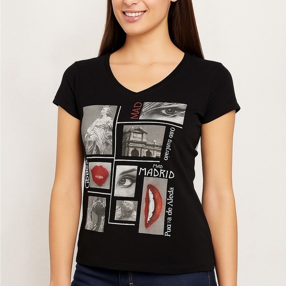 Wear To Feel Tops - Made in Spain Cotton Madrid Graphic Women's Top